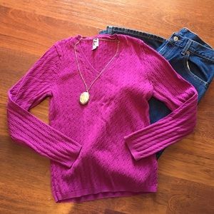 🐞 Fuchsia Cable Knit Anne Klein Sweater